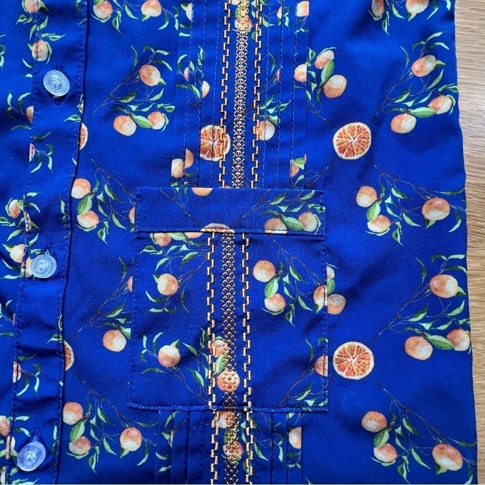 Blue Quail Guayabera Sleeveless Dress in Citrus Pattern Size 4T. EUC - Picture 3 of 10